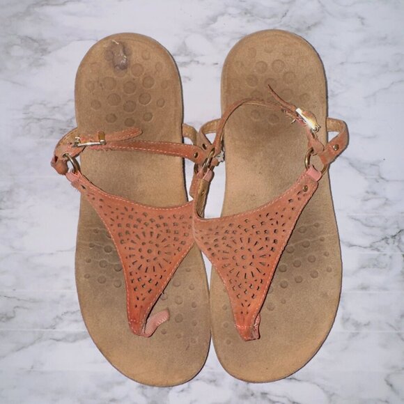 Vionic Women's Kirra T-Strap Perforated Leather Slingback Sandals size 8 - Picture 4 of 6